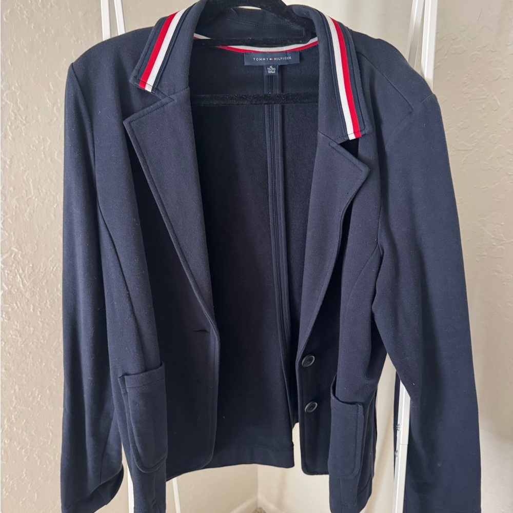 Tommy Hilfiger Navy Blazer with Red and White Accents